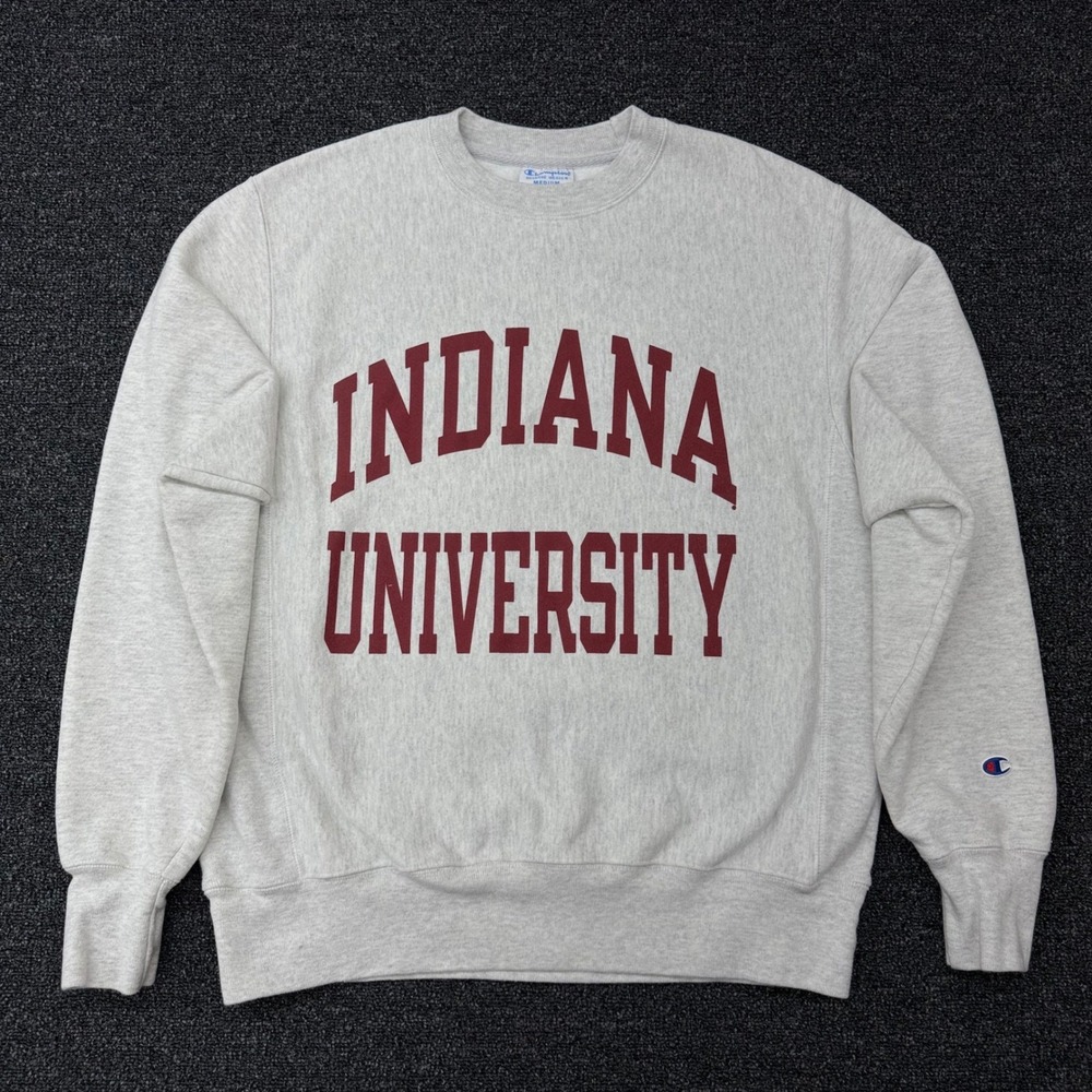 Champion Reverse Weave Indiana University Sweatshirt Medium Grey Hoosiers NCAA